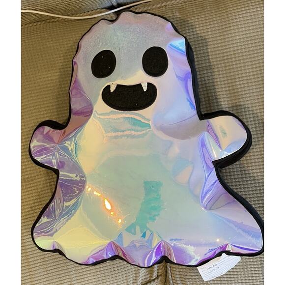 ENVOGUE Iridescent Ghost Vampire Teeth Throw Pillow Halloween Glitter 16 x 15 - Picture 2 of 5